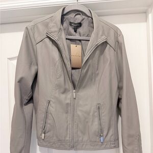 Gray Faux Leather Jacket